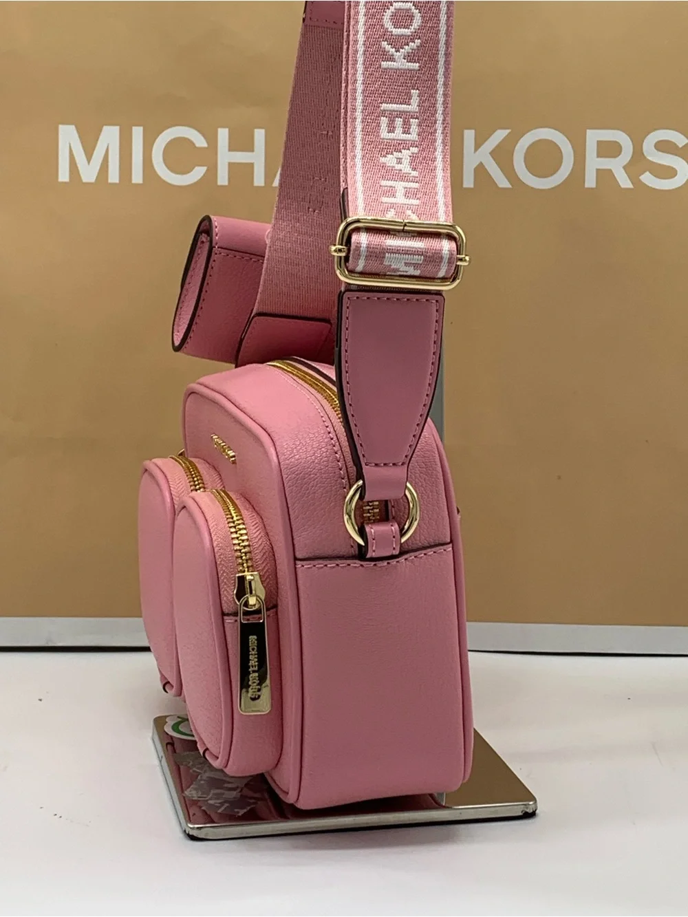 Michael Kors Carnation Pebbled Leather Crossbody